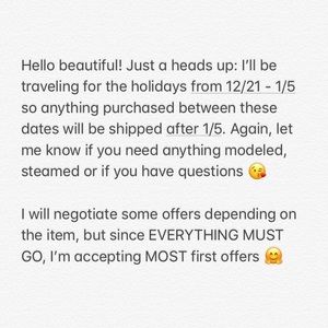 I will be out of town 12/21 - 1/5